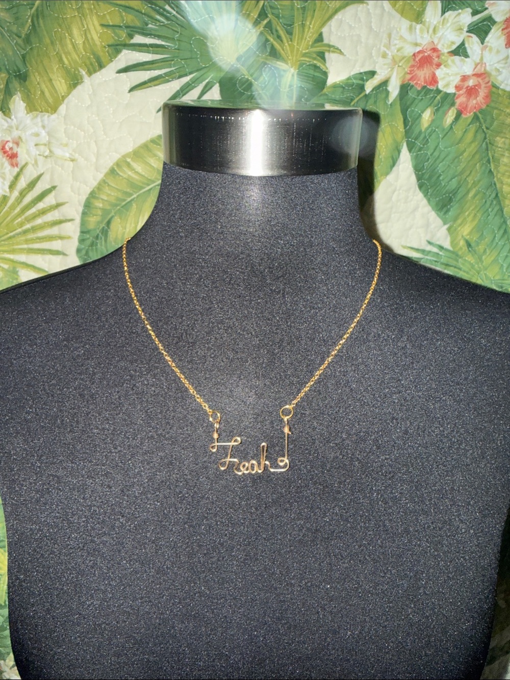 Handmade “Leah” Wire-Wrapped Stainless Brass Gold Tone Name Necklace 4 Treatment - Picture 4 of 7